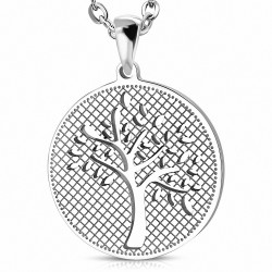 Pendentif avec charm de cercle d'arbres de Bodhi découpé en acier inoxydable