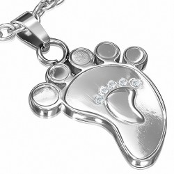 Pendentif charm pied de bébé en acier inoxydable