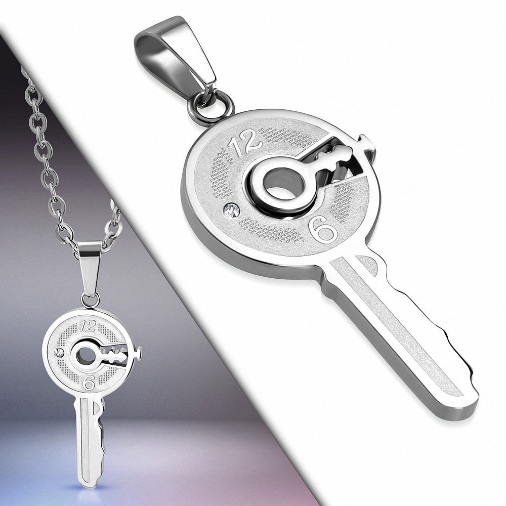 Pendentif charm de style horloge en acier inoxydable gemme