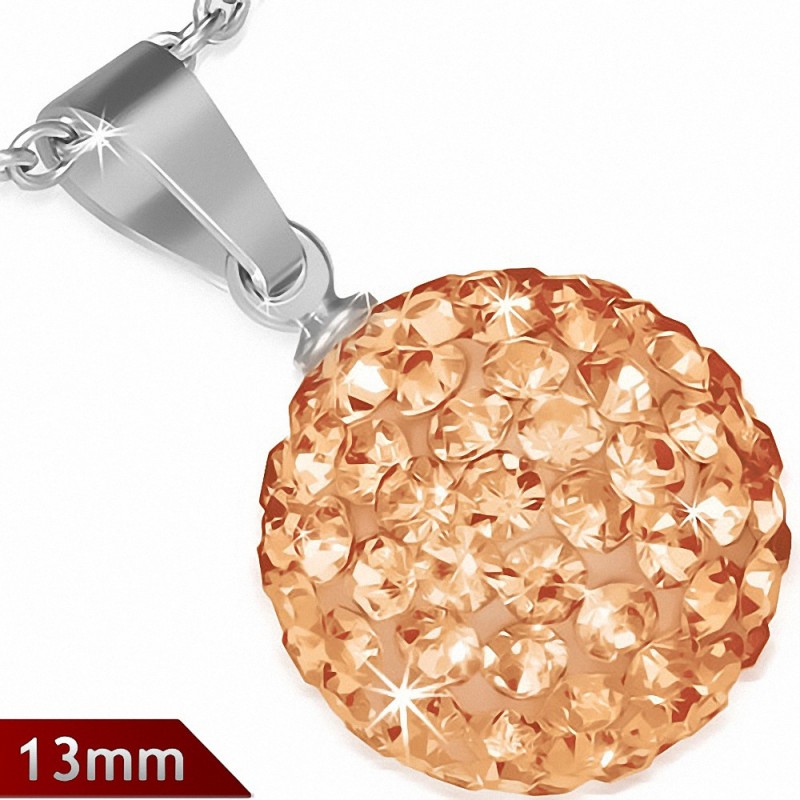 Pendentif sphère en acier inoxydable de 13 mm avec multiples gemmes orange pâle novembre