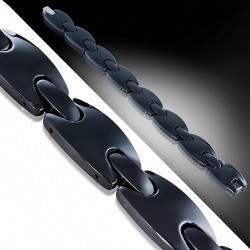 L-18cm W-12mm | Bracelet magnétique à maillons en céramique noire