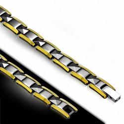 L-17cm W-7mm | Bracelet lien de panthère magnétique bord noir doré céramique