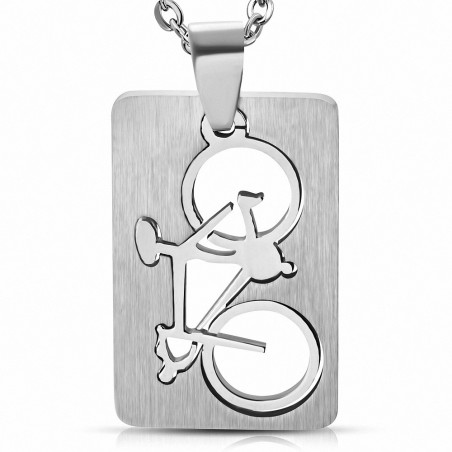 Pendentif  tag de sport  vélo en 2 parties en acier inoxydable