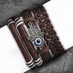 Ensemble de bracelets | Jeu de bracelets ajustables en cuir avec cordon de serrage  Evil Eye