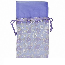 12x22cm | Sac-pochette cadeau bijouterie coeur en organza violet clair (unité)