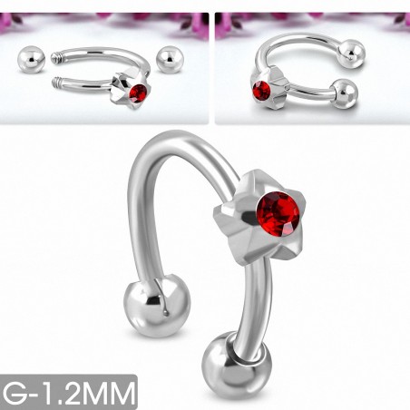 Piercing  fer à cheval étoile en acier inoxydable avec orange opale de feu CZ | Boule 3mm | G-1