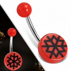 Piercing nombril  en acier inoxydable  avec cercle en acrylique rouge à 3 tons | Boule-6mm | G-1