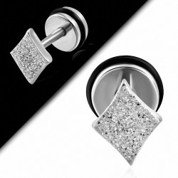 Piercing oreille faux  diamant sablé en acier inoxydable avec joint torique | G-1