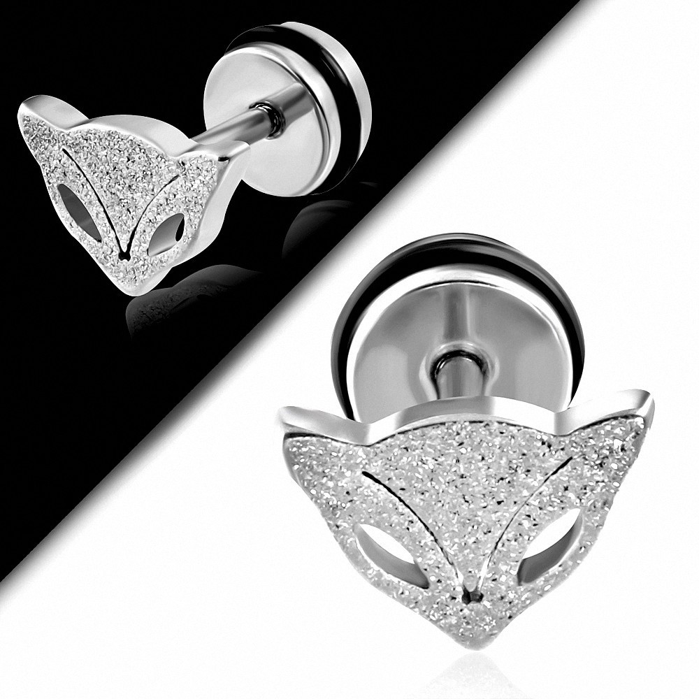 Piercing oreille  acier inoxydable renard sablé Vixen Fox avec joint torique | G-1