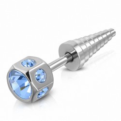 Piercing de faux écarteur en acier inoxydable avec CZ bleu clair | G-1