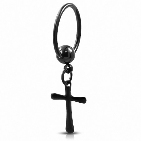 Anneau de croix médiévale en acier inoxydable anodisé noir CBR BCR Piercing anneau  | Boule 5mm | G-1