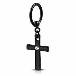 Anneau de croix latine en acier inoxydable anodisé noir CBR BCR Piercing anneau  w / Cloreille CZ | Boule 3mm | G-1