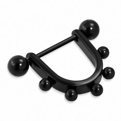 Piercing téton d'étrier en acier inoxydable anodisé noir | Boule 5mm | G-1