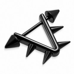 Piercing téton d'étrier triangle en acier inoxydable anodisé noir | Pointes coniques 4 mm | G-1