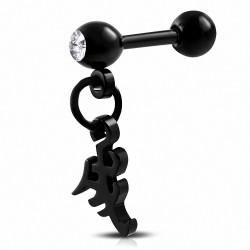 Piercing en acier inoxydable noir anodisé amour chinois lettre charme  Tragus / Cartilage Barbell | Boule 4mm | G-1