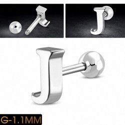 Piercing oreille en acier inoxydable Alphabet initiale / lettre J Tragus / Cartilage Barbell | Boule 4mm | G-1