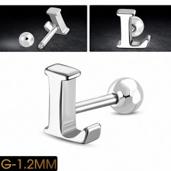 Piercing oreille en acier inoxydable Alphabet initiale / lettre L Tragus / Cartilage Barbell | Boule 4mm | G-1