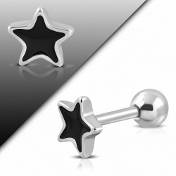 Piercing oreille en acier inoxydable 2 tons étoile Tragus / Cartilage Barbell | Boule 4mm | G-1
