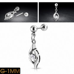 Piercing oreille mauvais œil en acier inoxydable  Tragus / Cartilage Barbell CZ clair | Boule 4mm | G-1mm