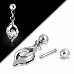 Piercing oreille mauvais œil en acier inoxydable  Tragus / Cartilage Barbell CZ clair | Boule 4mm | G-1mm