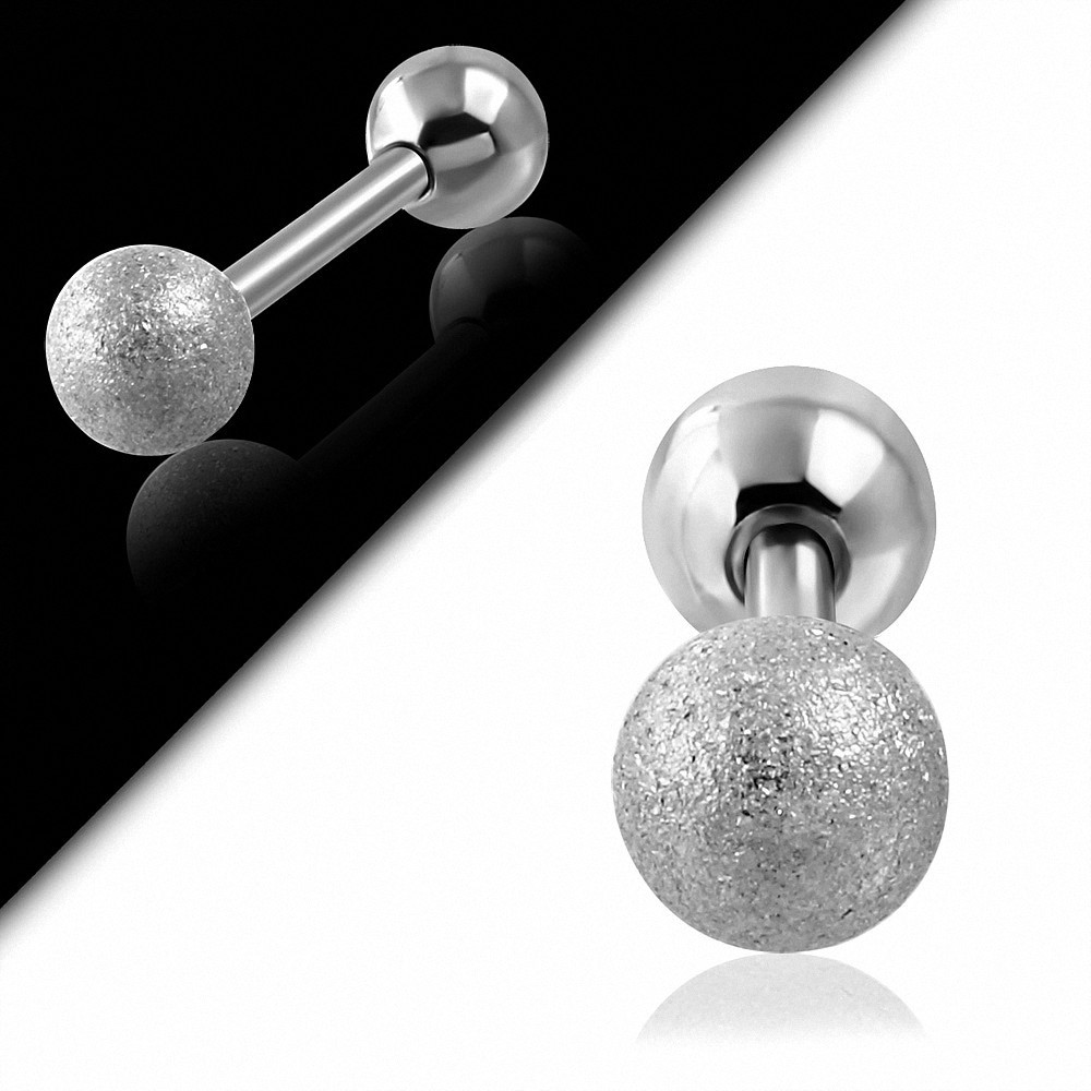 Piercing oreille en acier inoxydable sablé Tragus / Cartilage Barbell | Boule 6mm | G-1