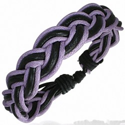 Bracelet homme cuir noir et violet