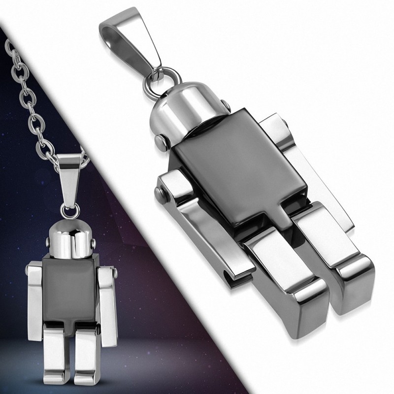 Pendentif homme robot noir