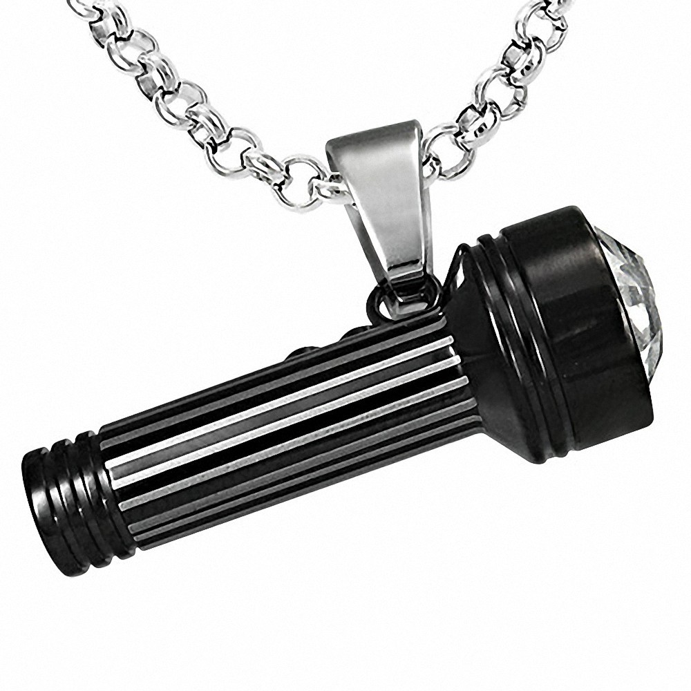 Pendentif homme lampe torche noir