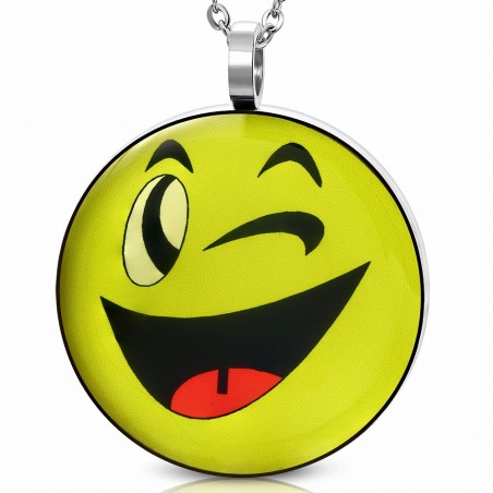 Pendentif homme smiley clin d'oeil