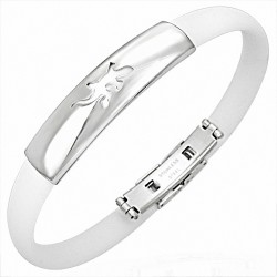 Bracelet homme caoutchouc blanc lézard