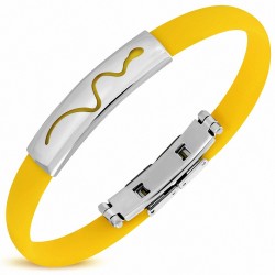 Bracelet homme caoutchouc jaune serpent