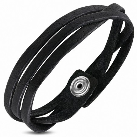 Bracelet homme fantaisie cuir noir