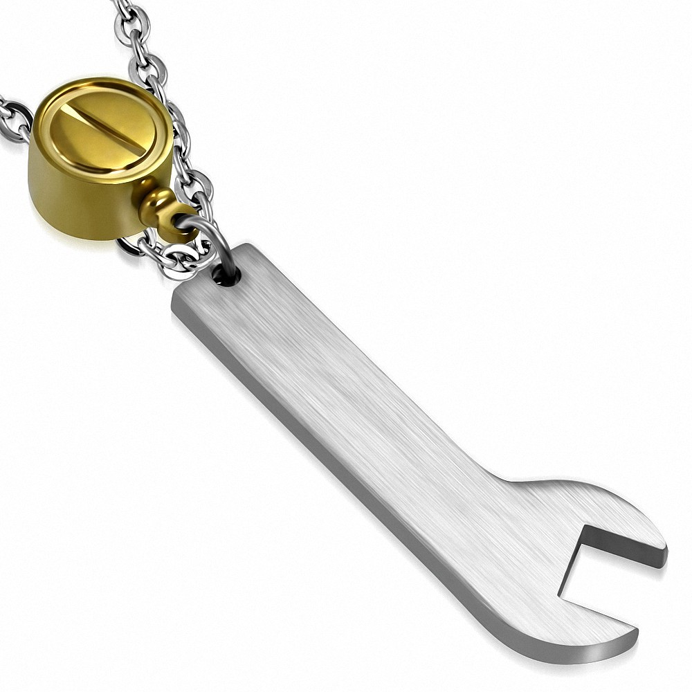 Pendentif homme clé à molette doré