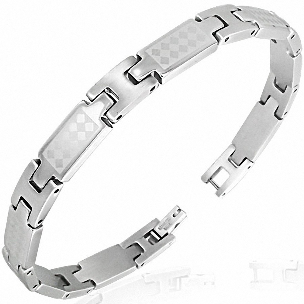 Bracelet homme acier carreaux