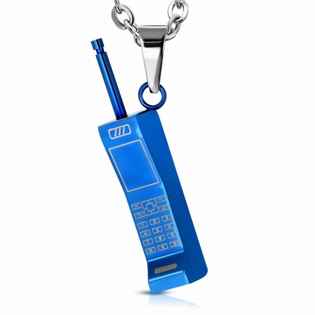 Pendentif homme téléphone mobile bleu