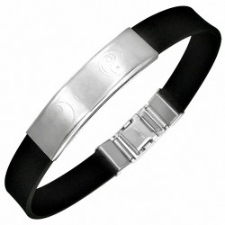 Bracelet homme caoutchouc noir ying yang