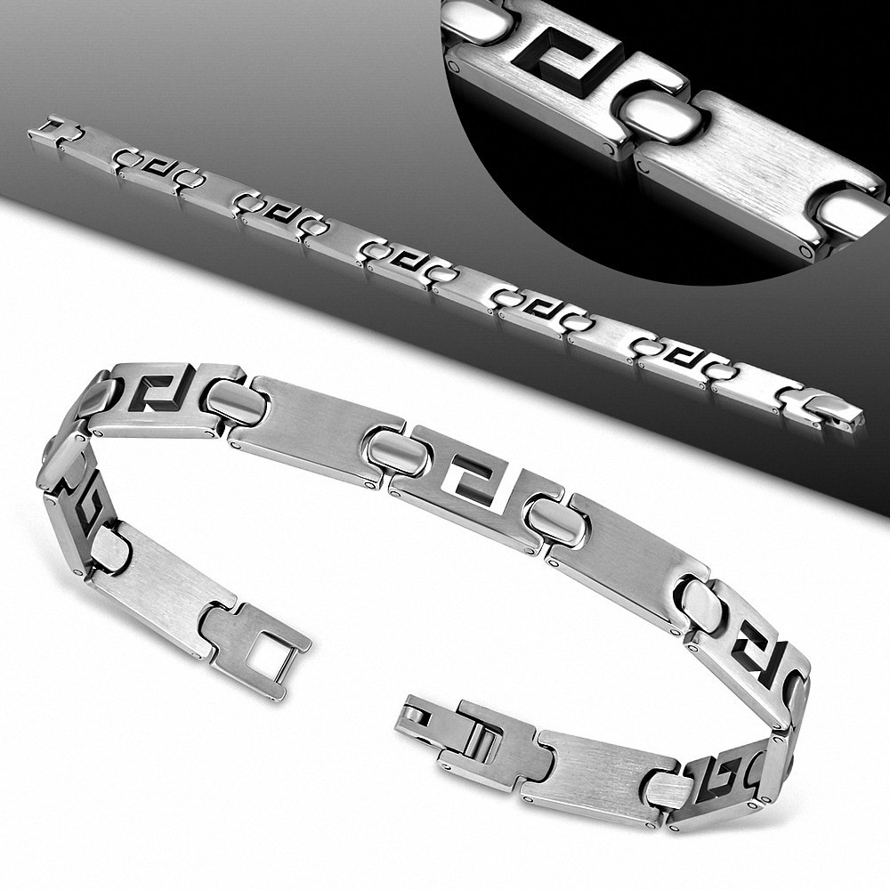 Bracelet homme acier clé grecque