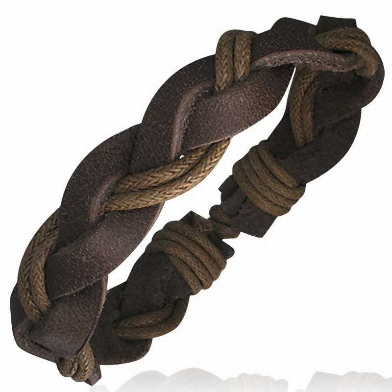 Bracelet homme cuir marron deux nuances