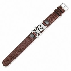 Bracelet homme ceinture crâne de pirate marron