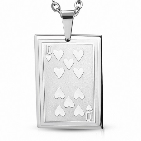 Pendentif homme carte 10 de coeur