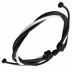Bracelet homme corde cuir noir et blanc