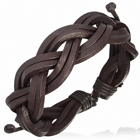 Bracelet cuir marron double tressé 20