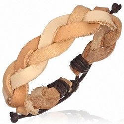 Bracelet cuir tressé 3 tons