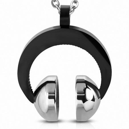 Pendentif homme casque audio noir