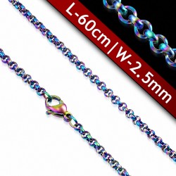 Chaine homme en acier multicolore maille jaseron 60 cm x 2