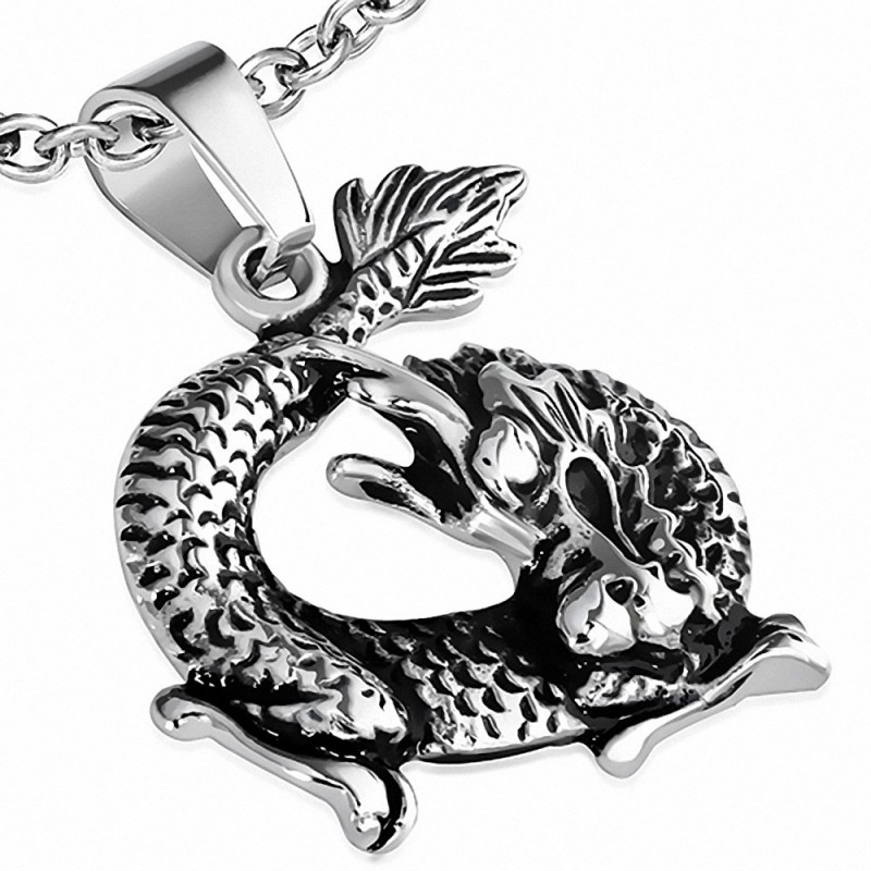 Pendentif homme style biker dragon de feu