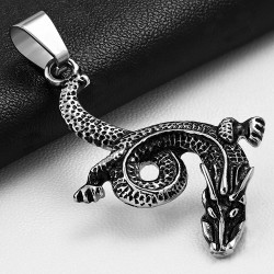 Pendentif homme biker spirale dragon de feu