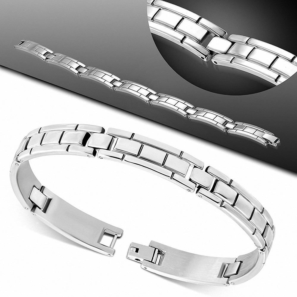 Bracelet pour hommes en acier maille panthère