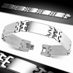 Bracelet homme en acier larges plaques gravables