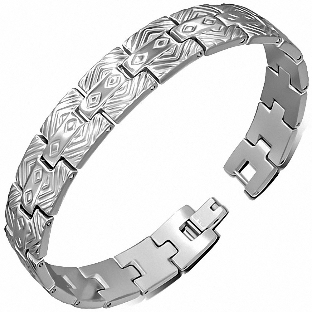 Bracelet homme acier formes géométriques maille panthère